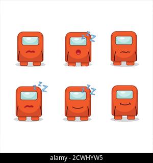 Personnage de dessin animé d'entre nous orange avec expression de sommeil Illustration de Vecteur