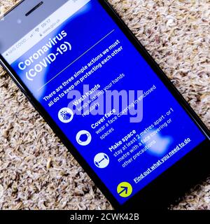 Londres, Royaume-Uni, septembre 30 2020, NHS Track and Trace Covid-19 smartphone application Banque D'Images