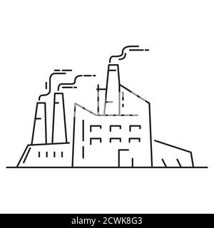 Centrales électriques.émissions dans l'atmosphère.Industrie lourde.bâtiments d'usine avec cheminée et tuyau. Illustration de Vecteur