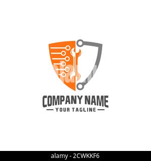 Conception du modèle de logo Shield Repair. Creative Vector Emblem, pour Icon ou Design concept. Illustration de Vecteur