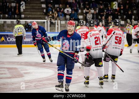 Horsholm, Danemark. 29 septembre 2020. Mattias Persson (90) de Rungsted Seier Capital vu dans le match de hockey sur glace Metaligaen entre Rungsted Seier Capital et Aalborg Pirates à Bitcoin Arena à Horsmolm. (Crédit photo : Gonzales photo/Alamy Live News Banque D'Images