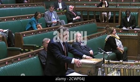 Le leader syndical Sir Keir Starmer parle lors des questions du premier ministre à la Chambre des communes, à Londres. Banque D'Images