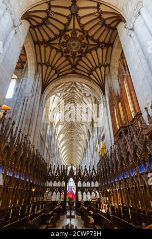 Angleterre, Hampshire, Winchester, la cathédrale de Winchester, les stands du chœur Banque D'Images