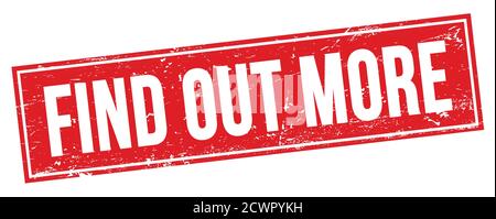 POUR EN SAVOIR PLUS de texte sur l'enseigne rouge de timbre rectangulaire grungy. Banque D'Images
