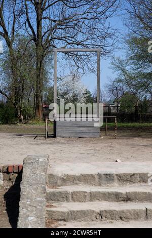 Site du centre d'interrogatoire du camp de Gestapo à Auschwitz et Les jables où Rudolf Hess a été pendu le 16 avril 1947 Banque D'Images