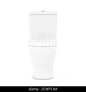 Moderne, bol de toilette blanc en céramique sur fond blanc. Rendu 3d Banque D'Images