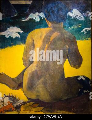 Paul Gauguin, Vahine no te miti (Femme a la mer), 1892, óleo sobre tela,Museo Nacional de Bellas Artes (MNBA) ,Buenos Aires, republica Argentina, cono Stock Photo