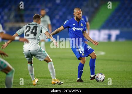 David Timor de Getafe et Aitor Ruibal de Real Betis Lors du championnat d'Espagne la Liga football match entre Getafe Cf et Real Betis Balompie Banque D'Images