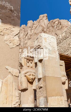 Temple Hatshepsut, Deir al-Bahri, Vallée des Rois, Louxor, Égypte Banque D'Images