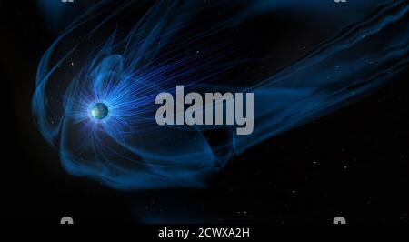 La NASA surveille les explosions spatiales l’espace semble calme, mais ce n’est pas toujours le cas. Parfois, de puissantes explosions magnétiques, d'une fraction de seconde de long, peuvent faire exploser des millions d'électrons à des vitesses supersoniques. La mission Magnetospheric Multiscale de la NASA a observé ces explosions, appelées reconnexions magnétiques, autour de la Terre, et elle a récemment vu un tel événement derrière la Terre, loin du Soleil. Là-bas, la reconnexion magnétique a montré des particules de manière symétrique, contrairement à ce qu'elle fait du côté de la journée. Apprendre à se connecter autour de la Terre nous aide également à comprendre la reconnexion dans lointain p Banque D'Images