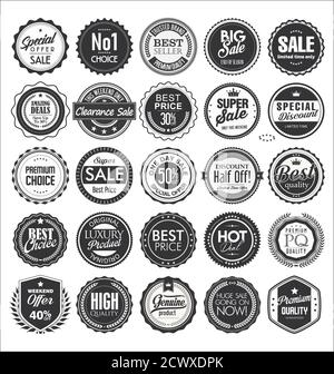 Collection d'étiquettes VIP avec couronne de Laurier rétro Illustration de Vecteur