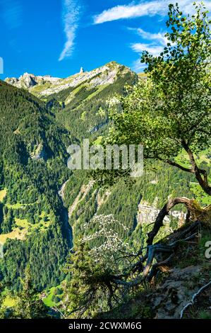 Paysage de la vallée de Lauterbrunnen en Suisse Banque D'Images