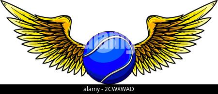 illustration d'une balle de tennis et d'ailes stylisées dans un style tatouage. vector Illustration de Vecteur