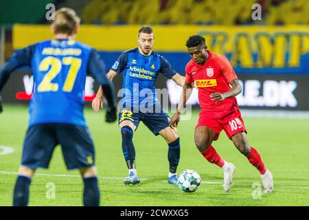 Farum, Danemark, 08 mars 2020. Mohammed Kudus (10) du FC Nordsjaelland vu pendant le match 3F Superliga entre le FC Nordsjaelland et Broendby SI à droite à Dream Park à Farum. (Crédit photo: Gonzales photo - Thomas Rasmussen). Banque D'Images