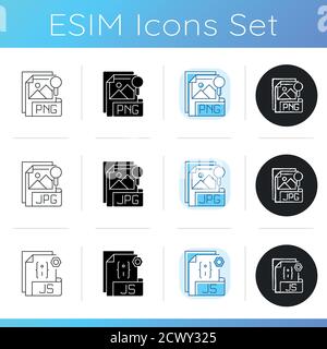 Icônes de types de fichiers définies Illustration de Vecteur