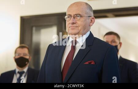 Varsovie, Mazovie, Pologne. 30 septembre 2020. Réunion du Ministre des affaires étrangères de la République de Pologne ZBIGNIEW RAU et du Ministre des affaires étrangères de l'Arabie saoudite FAISAL BIN FARHAN AL SAUD.in photo: ZBIGNIEW RAU crédit: Hubert Mathis/ZUMA Wire/Alay Live News Banque D'Images