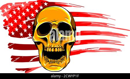 Drapeau Amérique illustration vectorielle, peint sur un crâne Illustration de Vecteur