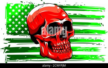 Drapeau Amérique illustration vectorielle, peint sur un crâne Illustration de Vecteur