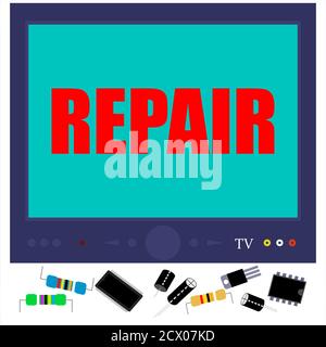 Modèle de vecteur de service de réparation TV pour le texte. Illustration de Vecteur