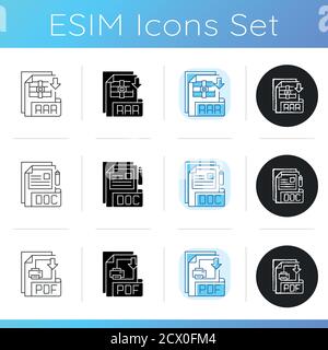 Icônes de types de fichiers définies Illustration de Vecteur