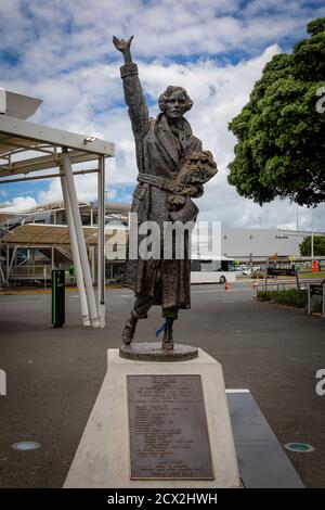 Auckland, Nouvelle-Zélande : Mémorial de la plus célèbre Aviatrix JEAN BATTEN de Nouvelle-Zélande (1909 - 1982) en face de l'aéroport international d'Auckland. Banque D'Images