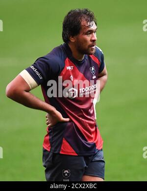 Ashton Gate Stadium, Bristol, Royaume-Uni. 30 septembre 2020. Premier ministre Rugby Union, Bristol Bears versus Leicester Tigers; Steven Luatua de Bristol Bears Better Between Plays crédit: Action plus Sports/Alay Live News Banque D'Images