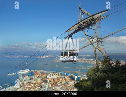 Le téléphérique est situé à la base du Rocher de Gibraltar et est populaire en transportant des touristes au sommet du Rocher, Gibraltar, 2016 Banque D'Images