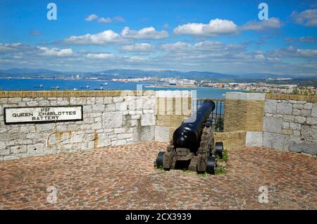 Queen Charlotte Battery est situé à Gibraltar - vers 1727. Il a été logé loin du port principal car cela a rendu plus difficile pour l'ennemi d'attac Banque D'Images