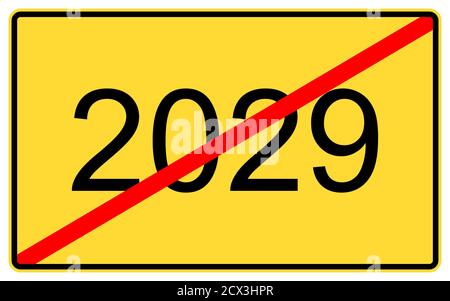 nouvelle année 2029. nouvelle année 2029 sur un panneau d'affichage de route jaune. Banque D'Images