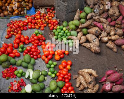 Marché aux légumes à Stone Town, Zanzibar. Banque D'Images