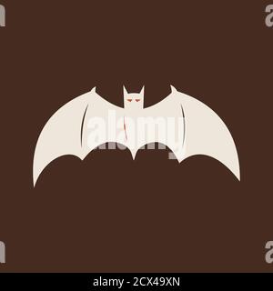 Icône en forme de chauve-souris d'halloween en dessin animé blanc. Émotions smiley et mauvaises Illustration de Vecteur