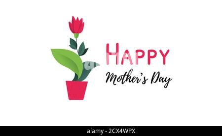 Carte de fête des mères. Fleurs dans un pot. Illustration de Vecteur