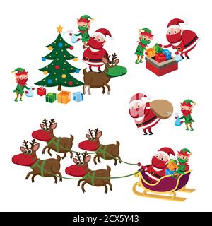 Jeu d'illustrations du Père Noël Covid Illustration de Vecteur