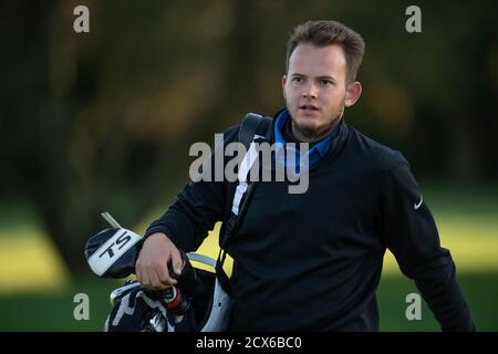 SWANSEA - PAYS DE GALLES 27 SEP: Caddy dans les finales régionales ouvertes européennes juniors au Club de golf de Swansea Bay à Swansea, Royaume-Uni, le 27 septembre 2020. Photo par Banque D'Images