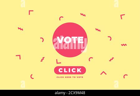 Modèle de conception de bannière de vote en ligne pour l'élection présidentielle . Bannière minimaliste isolée sur fond jaune. Illustration de Vecteur