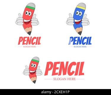 Illustration de dessin vectoriel du logo de la mascotte de crayon pour les affaires ou société Illustration de Vecteur