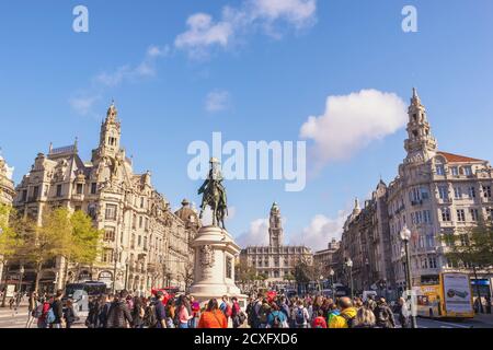 Porto, Portugal - 8 avril 2019 : ville de Porto Portugal à Liberty Square Banque D'Images