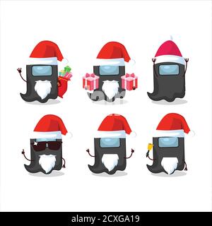 Émoticônes du Père Noël avec fantôme parmi nous personnage de dessin animé noir Illustration de Vecteur