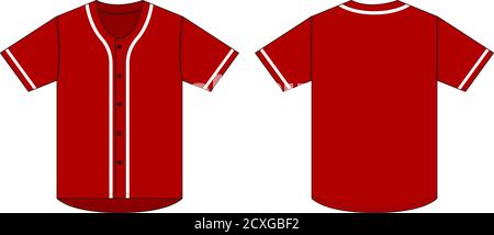 Chemise en jersey à manches courtes (chemise uniforme de baseball) illustration vectorielle du modèle / rouge Illustration de Vecteur