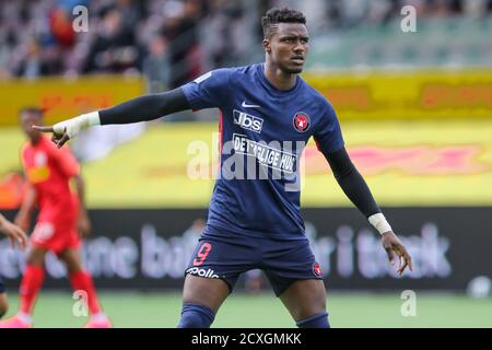 Farum, Danemark. 05e, juillet 2020. Ordre Kaba (9) du FC Midtjylland vu pendant le match 3F Superliga entre le FC Nordsjaelland et le FC Midtjylland à droite de Dream Park à Farum. (Crédit photo: Gonzales photo - Rune Mathiesen). Banque D'Images