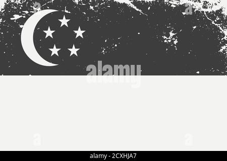 Grunge style drapeau noir et blanc Singapour. Rétro rétro Illustration de Vecteur