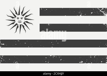Grunge style drapeau noir et blanc Uruguay. Arrière-groupe rétro Illustration de Vecteur