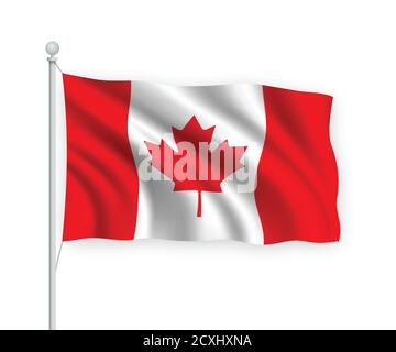 drapeau de l'ondulation 3d Canada isolé sur fond blanc. Illustration de Vecteur