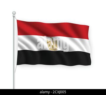 drapeau de l'Egypte en relief isolé sur fond blanc. Illustration de Vecteur