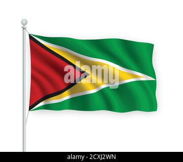 drapeau de la Guyane 3d isolé sur fond blanc. Illustration de Vecteur