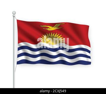 drapeau de l'ondulation 3d Kiribati isolé sur fond blanc. Illustration de Vecteur