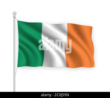 drapeau de l'Irlande isolé en 3d sur fond blanc. Illustration de Vecteur