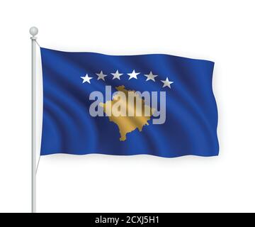 drapeau du Kosovo isolé en 3d sur fond blanc. Illustration de Vecteur