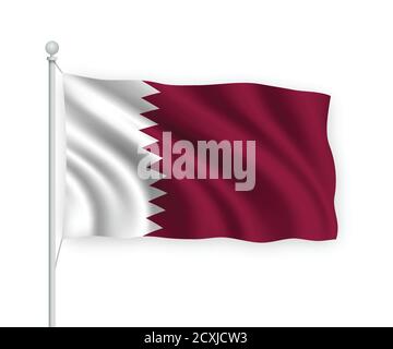 drapeau de l'agité 3d Qatar isolé sur fond blanc. Illustration de Vecteur