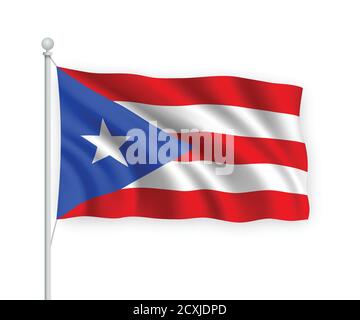 drapeau de l'agité 3d de Porto Rico isolé sur fond blanc. Illustration de Vecteur